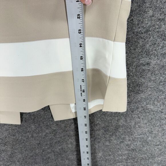 Petite Sophisticate Blouse Women 4 Beige Striped Button Sleeveless Square Neck - Picture 6 of 7